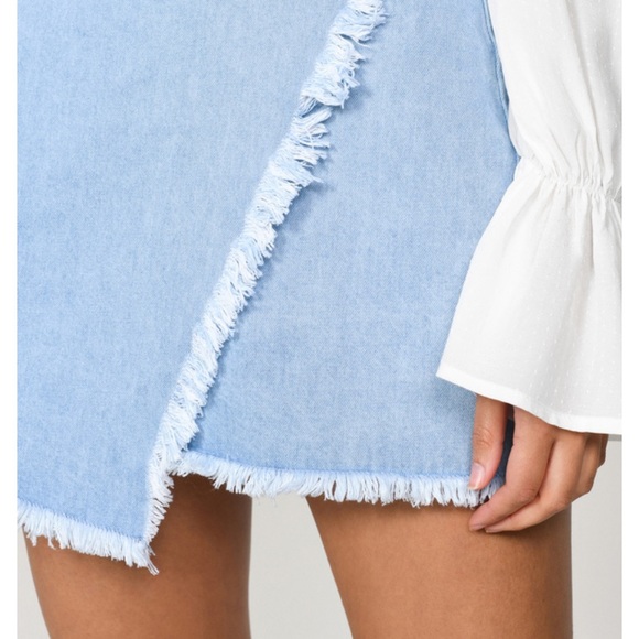 Tobi NWT Light Denim Asymmetrical Mini Skirt - Picture 3 of 8